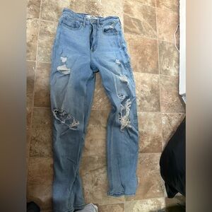 High waisted baggy jeans